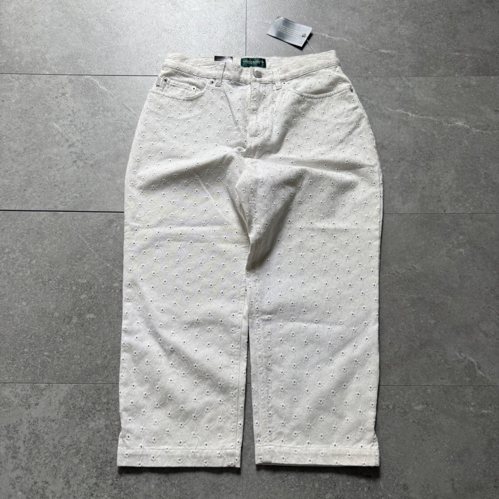 Y2K Lauren Ralph Lauren Eyelet Mid-Calf Capri Pants Size 4 NWT